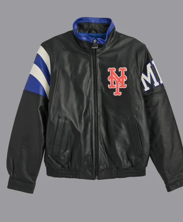 New York Mets Vintage Leather Zipper Jacket