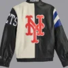 New York Mets Vintage Leather Zipper Jacket Back