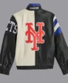 New York Mets Vintage Leather Zipper Jacket Back
