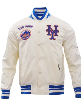 New York Mets White Vintage Bomber Starter Jacket