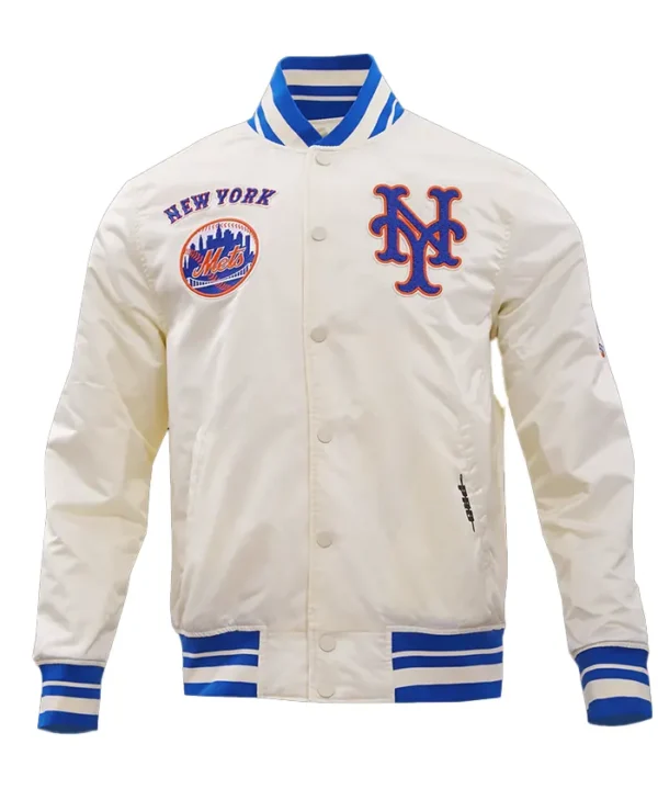 New York Mets White Vintage Bomber Starter Jacket