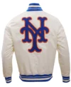New York Mets White Vintage Bomber Starter Jacket Back
