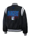 New York Rangers 2024 Stadium Black Bomber Jacket Back