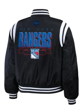 New York Rangers 2024 Stadium Black Bomber Jacket Back