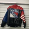 New York Rangers 90s Vintage Leather Jacket Back