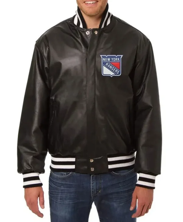 New York Rangers Black Varsity Bomber Jacket