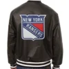 New York Rangers Black Varsity Bomber Jacket Back