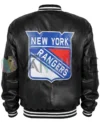 New York Rangers Black Varsity Bomber Jacket back