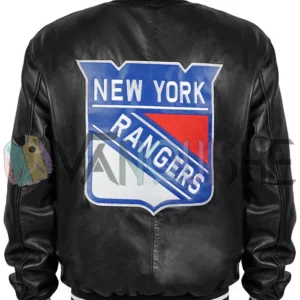 New York Rangers Black Varsity Bomber Jacket back