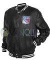 New York Rangers Black Varsity Bomber Jacket left