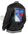 New York Rangers Black Varsity Bomber Jacket left back