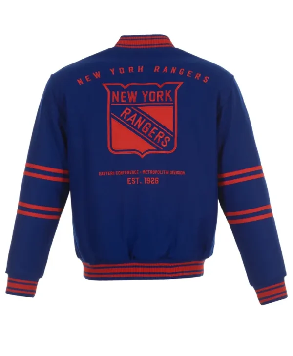 New York Rangers Blue Wool Jacket Back