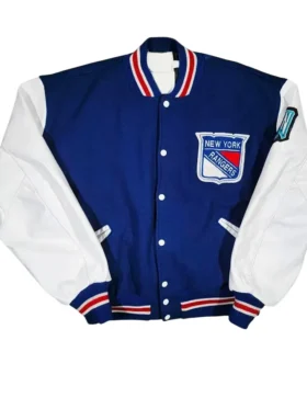 New York Rangers Blue and White Letterman Jacket