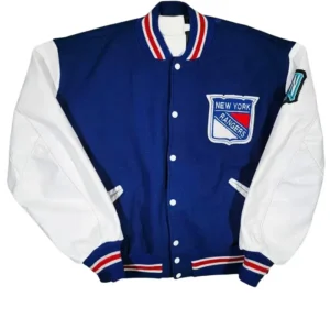 New York Rangers Blue and White Letterman Jacket