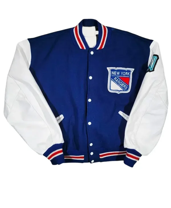 New York Rangers Blue and White Letterman Jacket