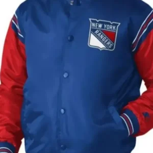 New York Rangers Full Snap Bomber Varsity Jacket