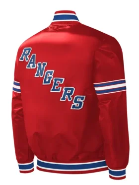 New York Rangers Red Slider Bomber Jacket Back