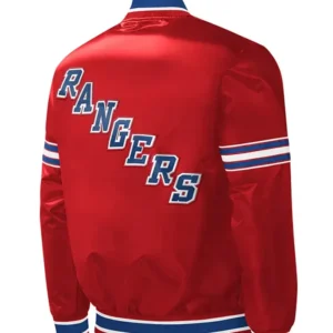 New York Rangers Red Slider Bomber Jacket Back