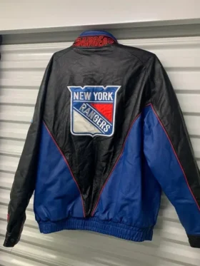 New York Rangers Vintage 90s Leather Jacket Back