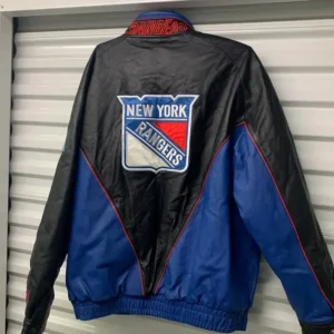 New York Rangers Vintage 90s Leather Jacket Back
