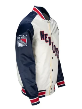 New York Rangers White and Blue Satin Jacket side