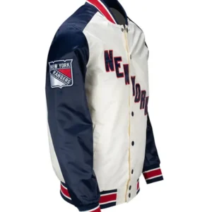 New York Rangers White and Blue Satin Jacket side