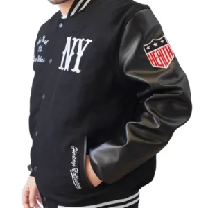 New York Wool Black Yankees Varsity Jacket Side Look
