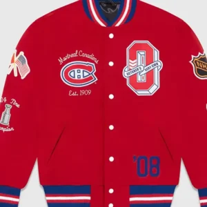 OVO Montreal Canadiens Red Wool Varsity Jacket