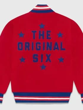 OVO Montreal Canadiens Red Wool Varsity Jacket Back