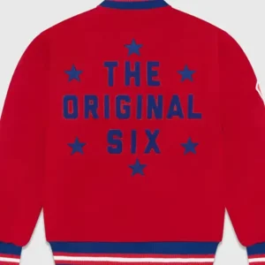 OVO Montreal Canadiens Red Wool Varsity Jacket Back