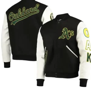 Oakland As Letterman Black Jacket