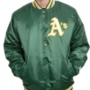 Oakland As Starter Bomber Green Satin Jacket