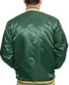 Oakland As Starter Bomber Green Satin Jacket Back
