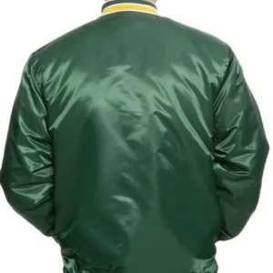 Oakland As Starter Bomber Green Satin Jacket Back