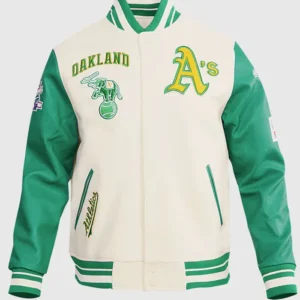 Oakland Athletics Mens Rib Wool Varsity Jacket