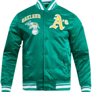 Oakland Athletics Retro Classic Mens Retro Rib Satin Jacket