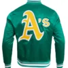 Oakland Athletics Retro Classic Mens Retro Rib Satin Jacket Back
