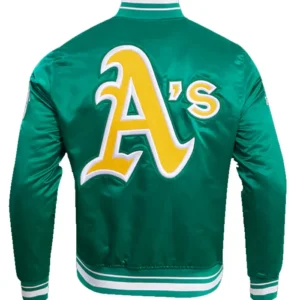 Oakland Athletics Retro Classic Mens Retro Rib Satin Jacket Back