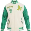 Oakland Athletics Retro Classic Mens Retro Rib Wool Varsity Jacket