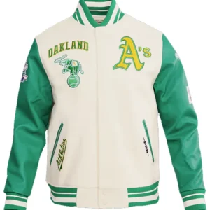 Oakland Athletics Retro Classic Mens Retro Rib Wool Varsity Jacket