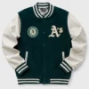Oakland Athletics Wool With Leather Sleeves Heritage Varsity Jacket