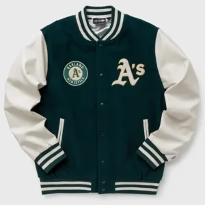 Oakland Athletics Wool With Leather Sleeves Heritage Varsity Jacket