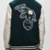 Oakland Athletics Wool With Leather Sleeves Heritage Varsity Jacket Back