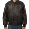 Oklahoma City Thunder Black Leather Bomber Jacket