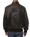 Oklahoma City Thunder Black Leather Bomber Jacket Back