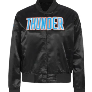 Oklahoma City Thunder Black Satin Bomber Jacket