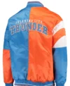 Oklahoma City Thunder Blue And Orange Satin Bomber Full Snap Jacket Back