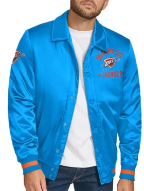 Oklahoma City Thunder Blue Bomber Full Snap Jacket
