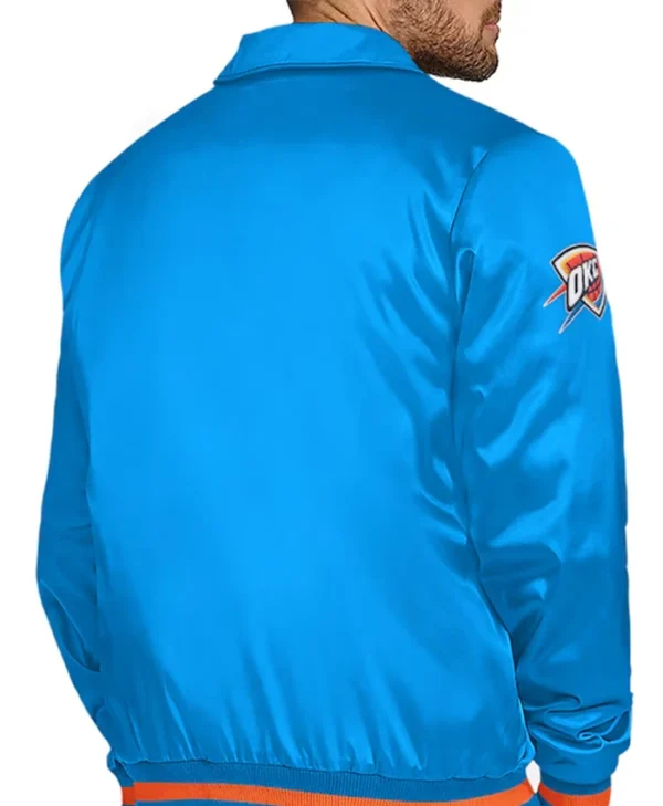 Oklahoma City Thunder Blue Bomber Full Snap Jacket Back