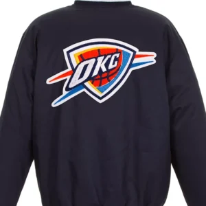 Oklahoma City Thunder Navy Blue Wool Varsity Jacket Back